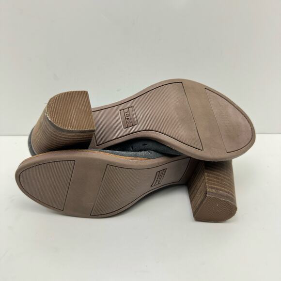 TOMS Majorca Gray Suede Leather Perforated Open Toe Ankle Bootie Heeled Sandals - Picture 12 of 12